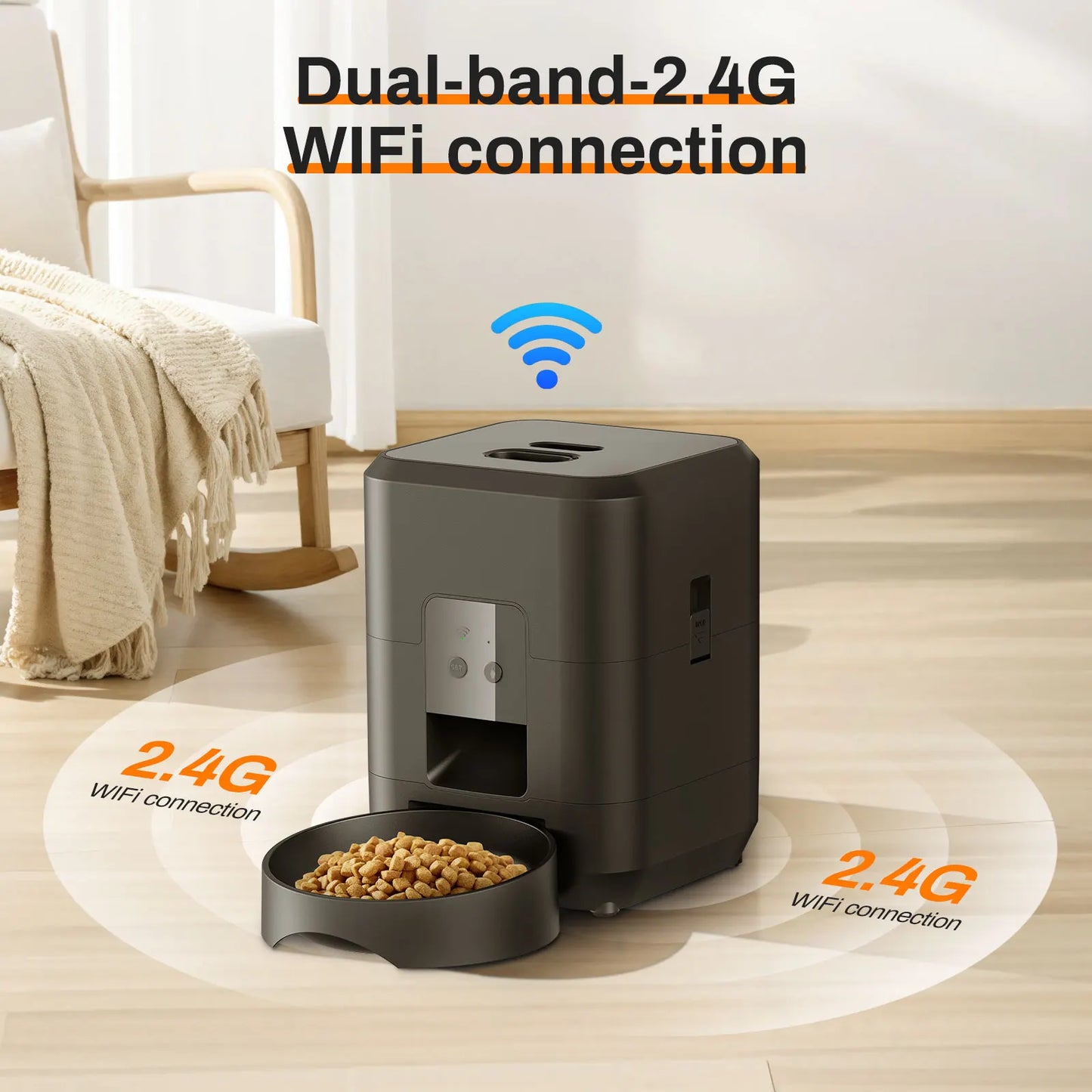 "Smart Pet Feeder for Cats & Dogs | Automatic Food Dispenser with Timer & App Control – Stylish Design & Large Capacity"