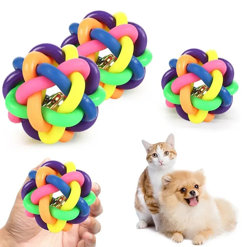2 PCs PVC Material Colorful Bell Toy Ball Pet Cat Dog Interactive Toy