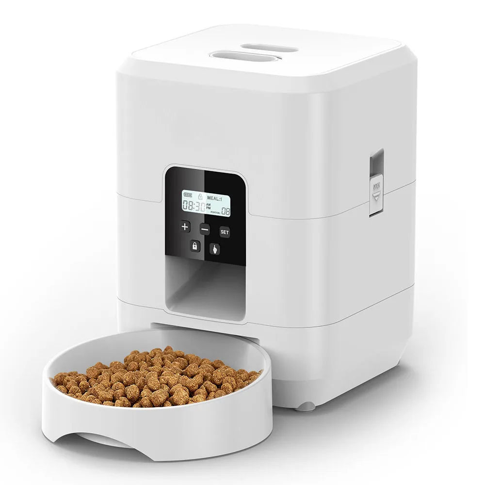 "Smart Pet Feeder for Cats & Dogs | Automatic Food Dispenser with Timer & App Control – Stylish Design & Large Capacity"