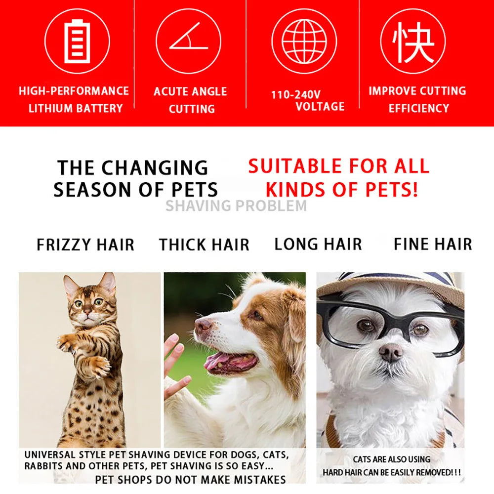 Professional Cordless Pet Clipper Kit | Dog, Cat & Rabbit Hair Trimmer Set
