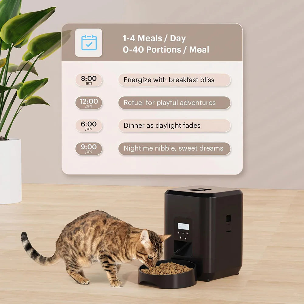 "Smart Pet Feeder for Cats & Dogs | Automatic Food Dispenser with Timer & App Control – Stylish Design & Large Capacity"