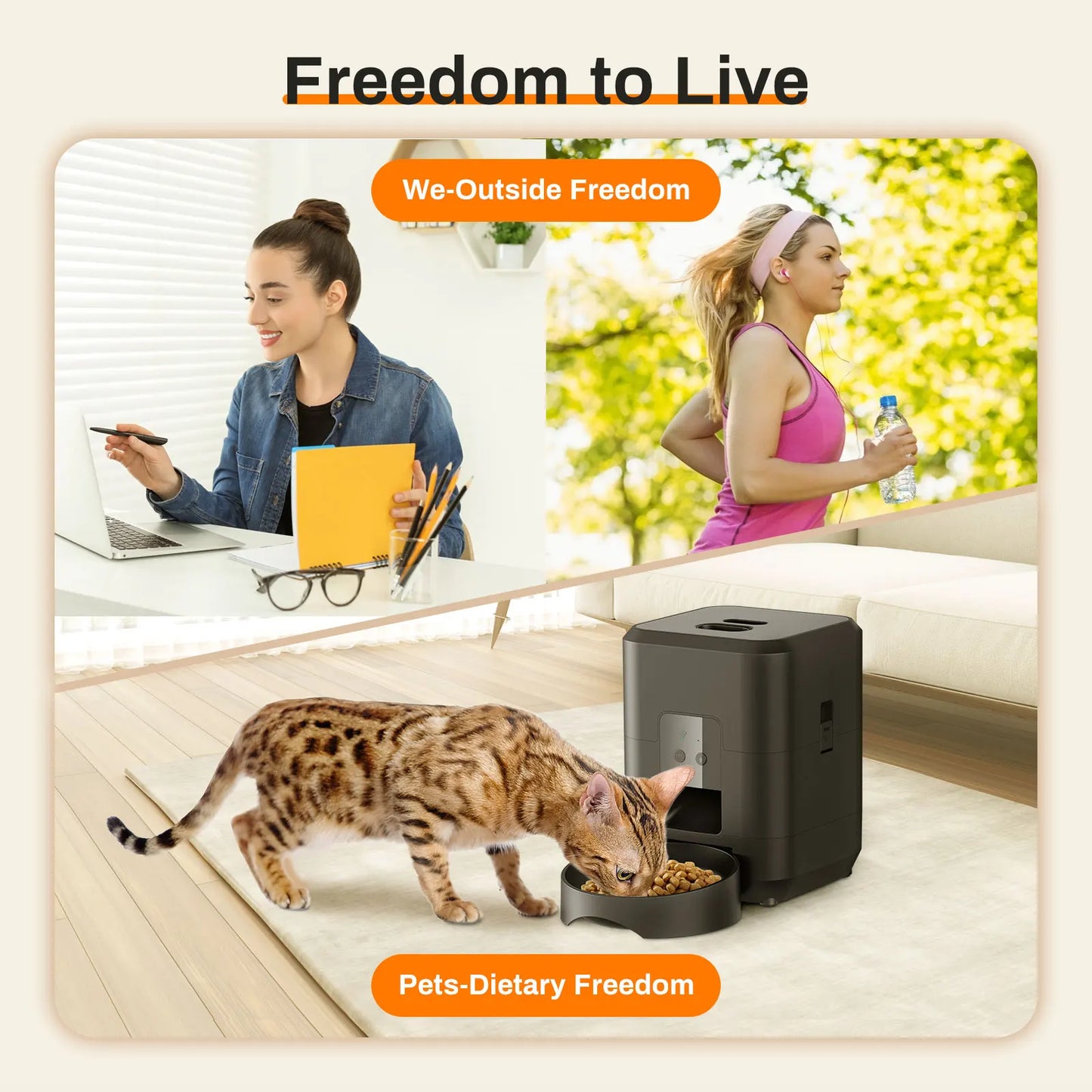 "Smart Pet Feeder for Cats & Dogs | Automatic Food Dispenser with Timer & App Control – Stylish Design & Large Capacity"