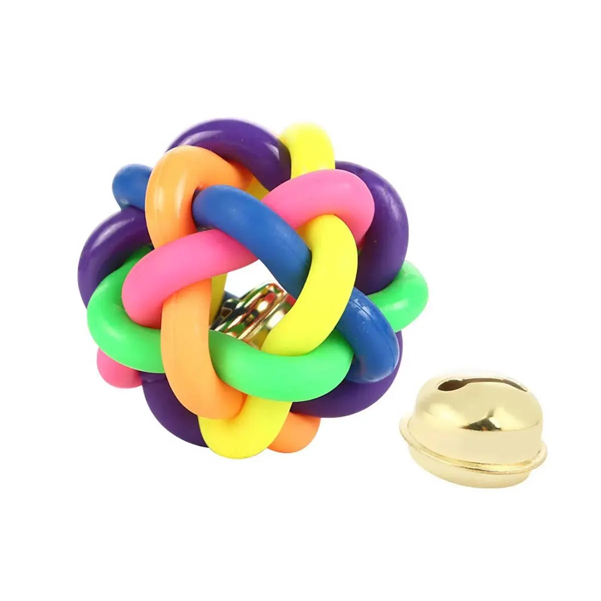 2 PCs PVC Material Colorful Bell Toy Ball Pet Cat Dog Interactive Toy