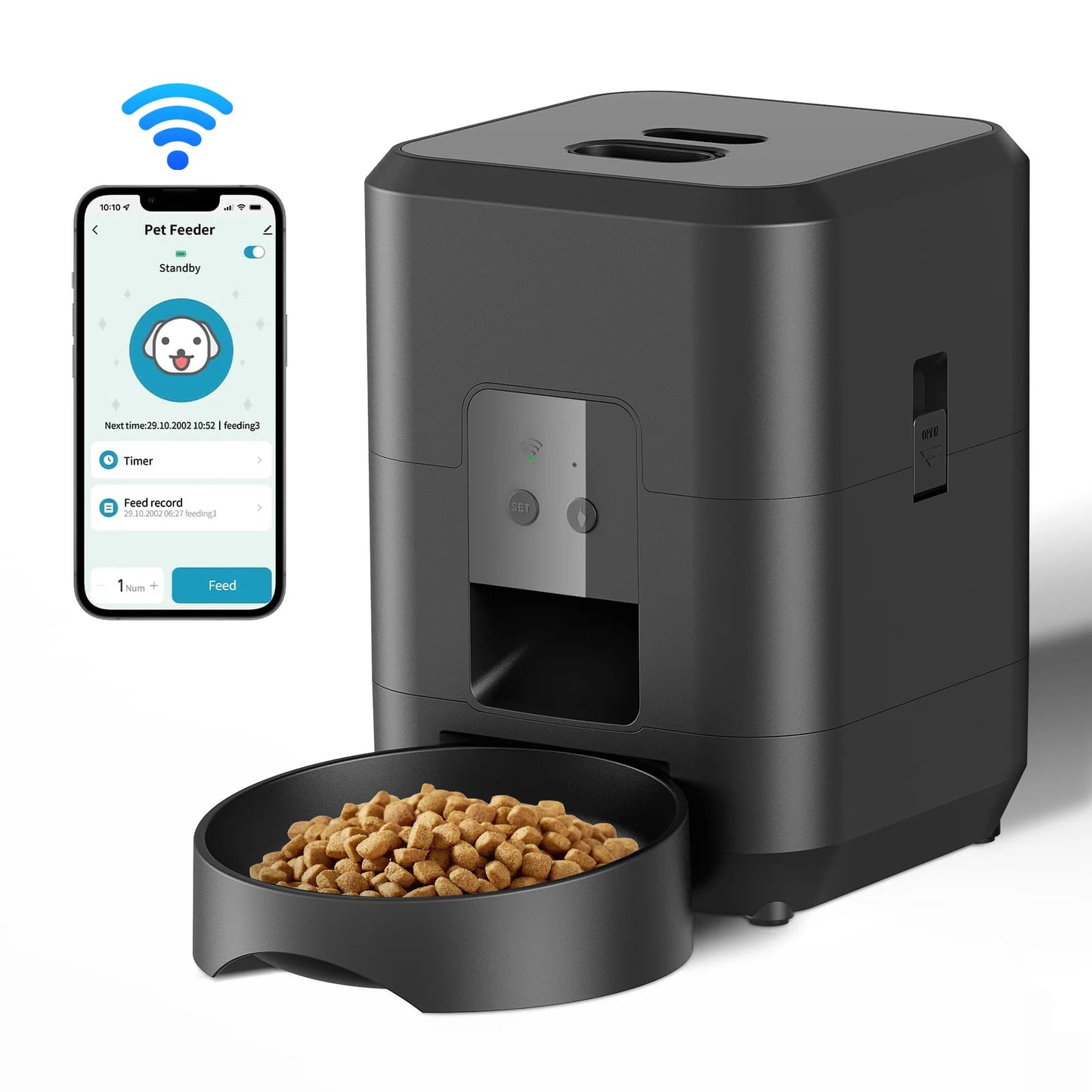 "Smart Pet Feeder for Cats & Dogs | Automatic Food Dispenser with Timer & App Control – Stylish Design & Large Capacity"